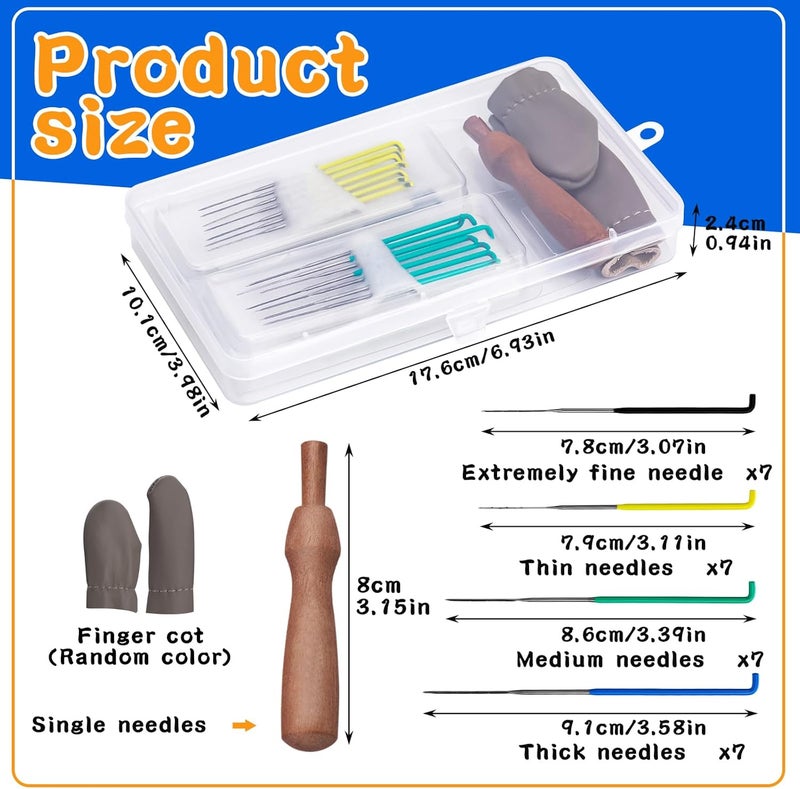 FTEVEN Needle Felting Needles, Needle Felting Tools Set Contains 28 Pcs Felting Needles in 4 Sizes, Wooden Handle, Finger Cots Felting Supplies for Beginners Adult DIY Felting Wool Craft - Image 2